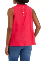 Women's Sleeveless Ruffle Neck Top