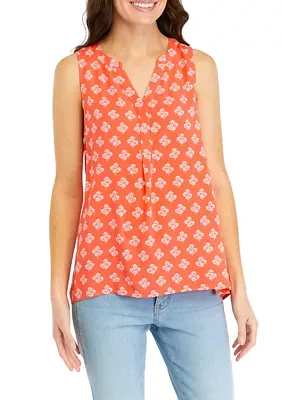 Women's Sleeveless Printed Peasant Top