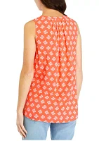 Women's Sleeveless Printed Peasant Top