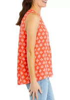 Women's Sleeveless Printed Peasant Top