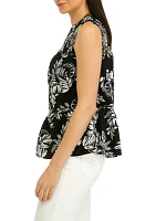 Women's Printed Smocked Peasant Top