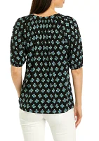 Women's Printed Peasant Top