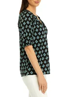 Women's Printed Peasant Top