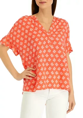 Women's Printed V-Neck Top