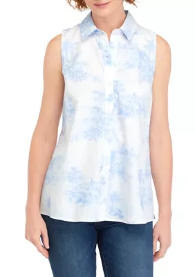 Women's Printed Sleeveless Boyfriend Top