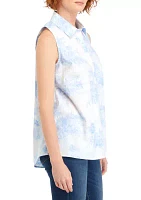 Women's Printed Sleeveless Boyfriend Top