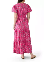 Women's Printed Waisted Midi Dress