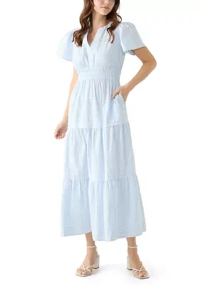 Women's Short Sleeve Waisted Midi Dress