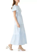 Women's Short Sleeve Waisted Midi Dress