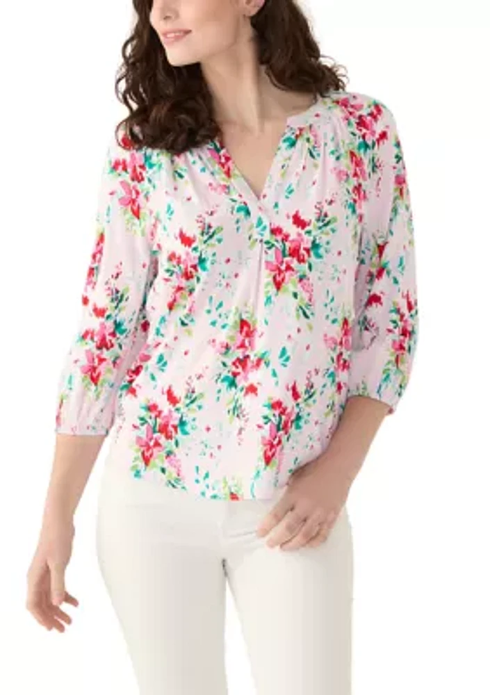 Women's Printed Peasant Top