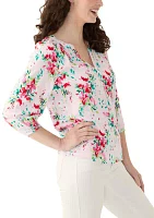 Women's Printed Peasant Top