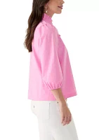 Women's Solid Ruffle Neck Top