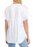 Women's Short Sleeve Dolman Ruffle Top