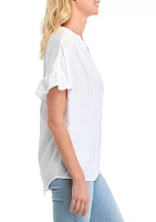 Women's Short Sleeve Dolman Ruffle Top