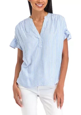 Women's Striped Flutter Sleeve Top