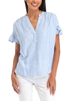 Women's Striped Flutter Sleeve Top