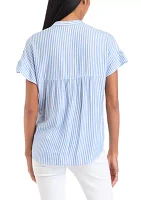 Women's Striped Flutter Sleeve Top