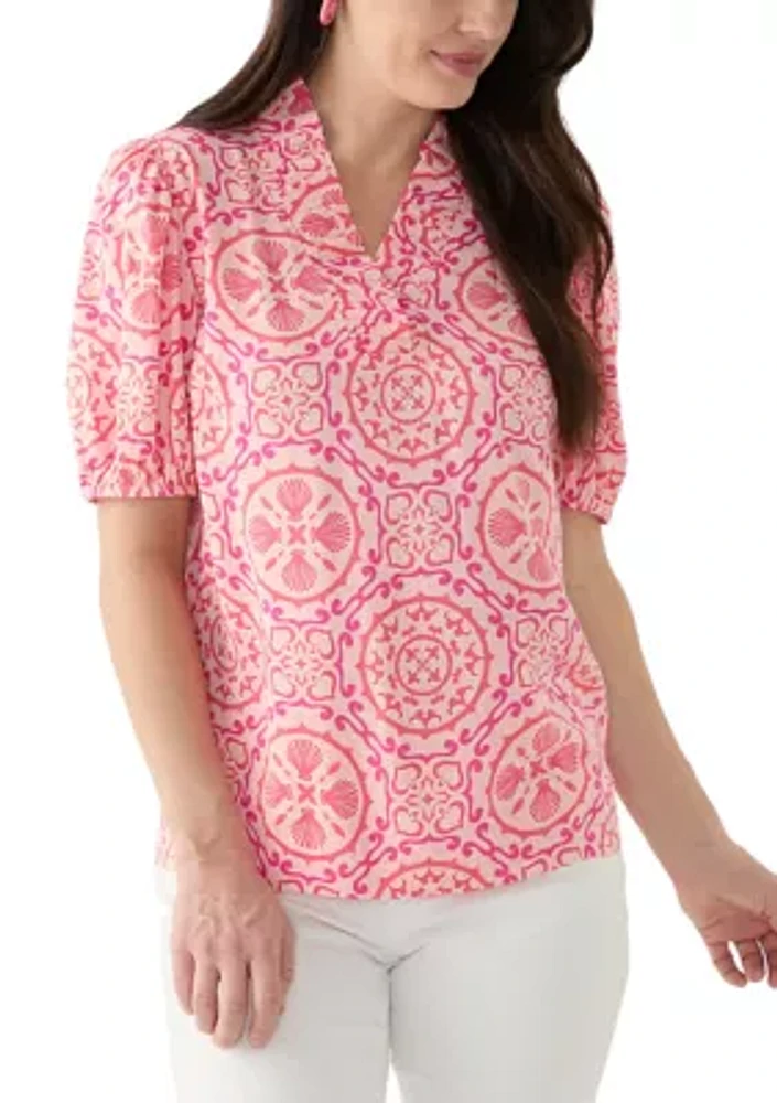 Women's Ruffle Printed Top