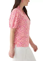 Women's Ruffle Printed Top