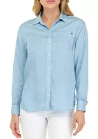 Petite Chambray Boyfriend Shirt