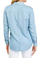 Petite Chambray Boyfriend Shirt