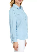 Petite Chambray Boyfriend Shirt