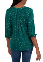 Petite 3/4 Sleeve Printed Peasant Top