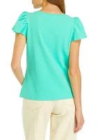 Petite Flutter Sleeve Ribbed T-Shirt