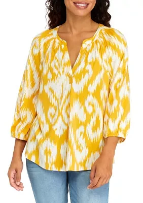 Petite 3/4 Sleeve Peasant Top