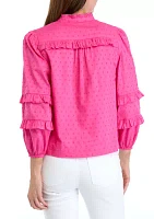 Petite Long Sleeve Ruffle Top