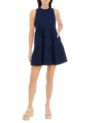 Petite Sleeveless Ruffle Neck Dress