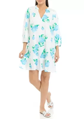 Petite Printed Ruffle Dress