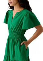 Petite Puff Sleeve Tiered Maxi Dress