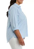 Plus Long Sleeve Oxford Boyfriend Shirt