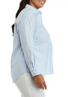 Plus Long Sleeve Oxford Boyfriend Shirt