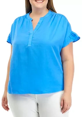 Plus Short Sleeve Popover Top