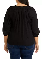 Plus 3/4 Sleeve Peasant Top