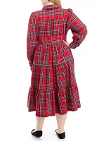 Plus Plaid Tiered Shirtdress