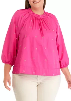 Plus 3/4 Sleeve Woven Swing Top