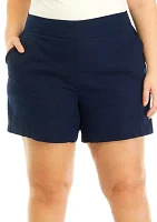 Plus Solid Linen Shorts