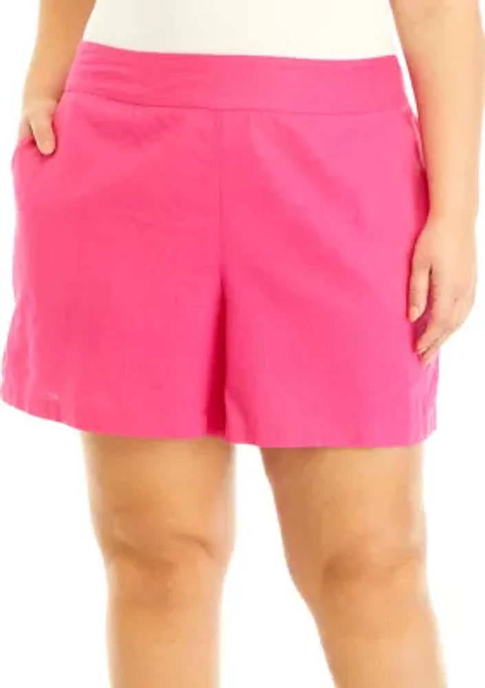 Plus Solid Linen Shorts