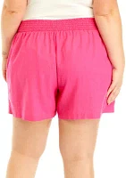 Plus Solid Linen Shorts