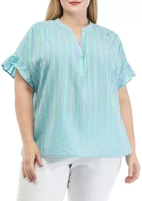 Plus Printed Ruffle Top