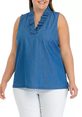 Plus Ruffle Neck Top