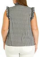 Plus Gingham Ruffled Top