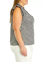 Plus Gingham Ruffled Top