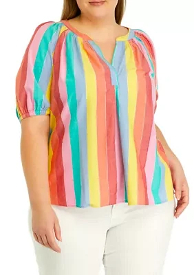 Plus Striped Peasant Top