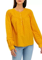 Women's Long Sleeve Popover Blouse