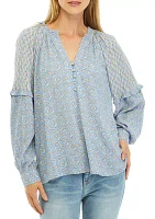 Women's Printed Split Neck Blouse