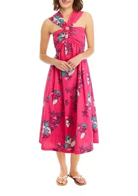 Women's Printed Halter Midi Dress